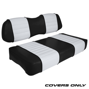 Club Car DS Series Golf Cart Seat Cover Set Premium Designer Sewn - Black / White