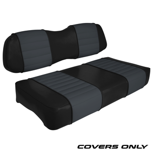 Club Car DS Series Golf Cart Seat Cover Set Premium Designer Sewn - Black / Charcoal
