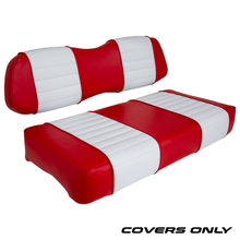 Club Car DS Series Golf Cart Seat Cover Set Premium Designer Sewn - Red / White