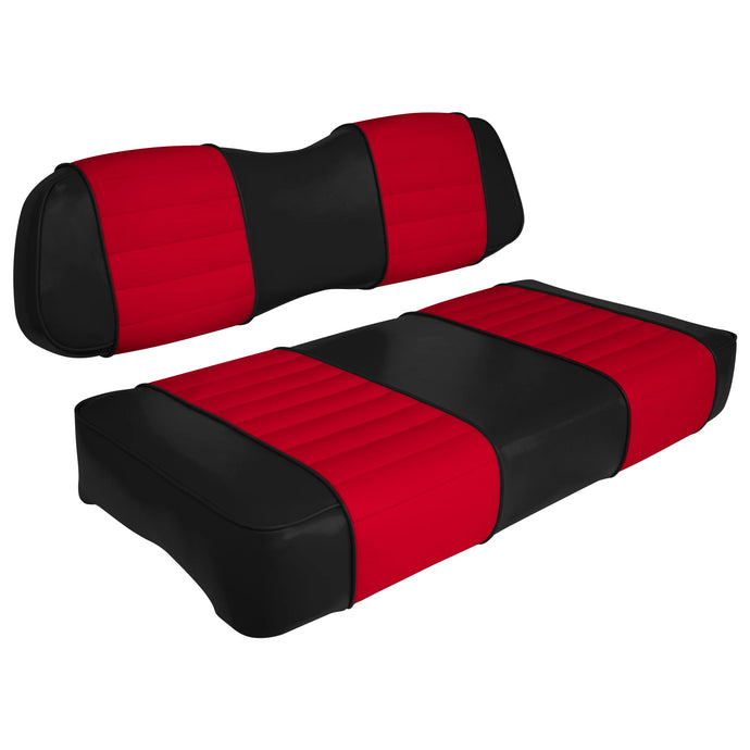 IN STOCK | READY TO SHIP - Club Car DS Series (2000-2013) Golf Cart Front Seat Complete Set: Designer Sewn - Black & Red