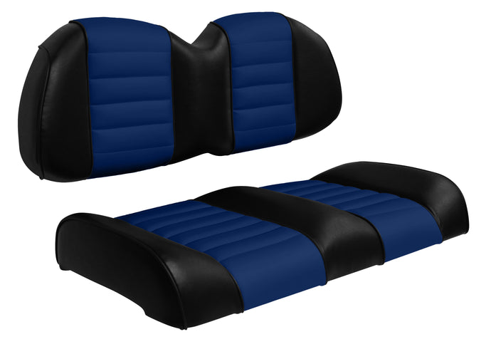 Torino Series: EZGO RXV - Golf Cart Seat Assembly - Black / Blue *Ready to Ship*