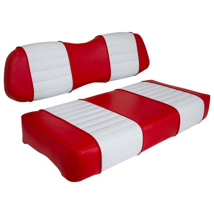 Club Car DS Series Golf Cart Seat Premium Designer Sewn - Red / White