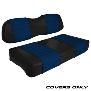 Club Car DS Series Golf Cart Seat Cover Set Premium Designer Sewn - Black / Blue