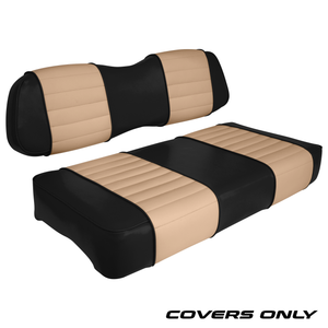 Club Car DS Series Golf Cart Seat Cover Set Premium Designer Sewn - Black / Tan