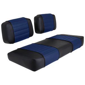 Club Car DS 79-99 Series Golf Cart Seat Premium Designer Sewn - Black / Blue