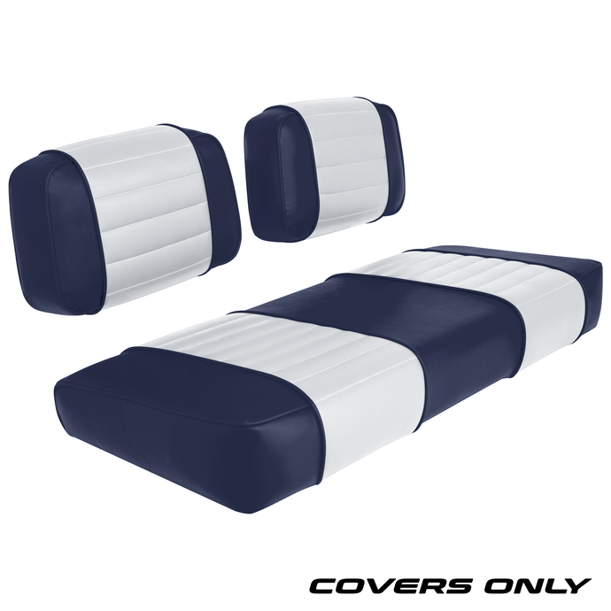 Club Car DS 79-99 Series Golf Cart Seat Cover Set Premium Designer Sewn - Navy / White