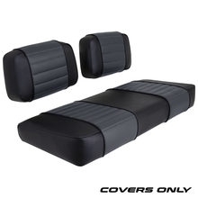 Club Car DS 79-99 Series Golf Cart Seat Cover Set Premium Designer Sewn - Black / Charcoal
