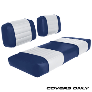 Club Car DS 79-99 Series Golf Cart Seat Cover Set Premium Designer Sewn - Blue / White