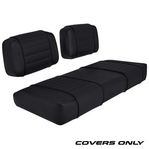 Club Car DS 79-99 Series Golf Cart Seat Cover Set Premium Designer Sewn - Solid Black